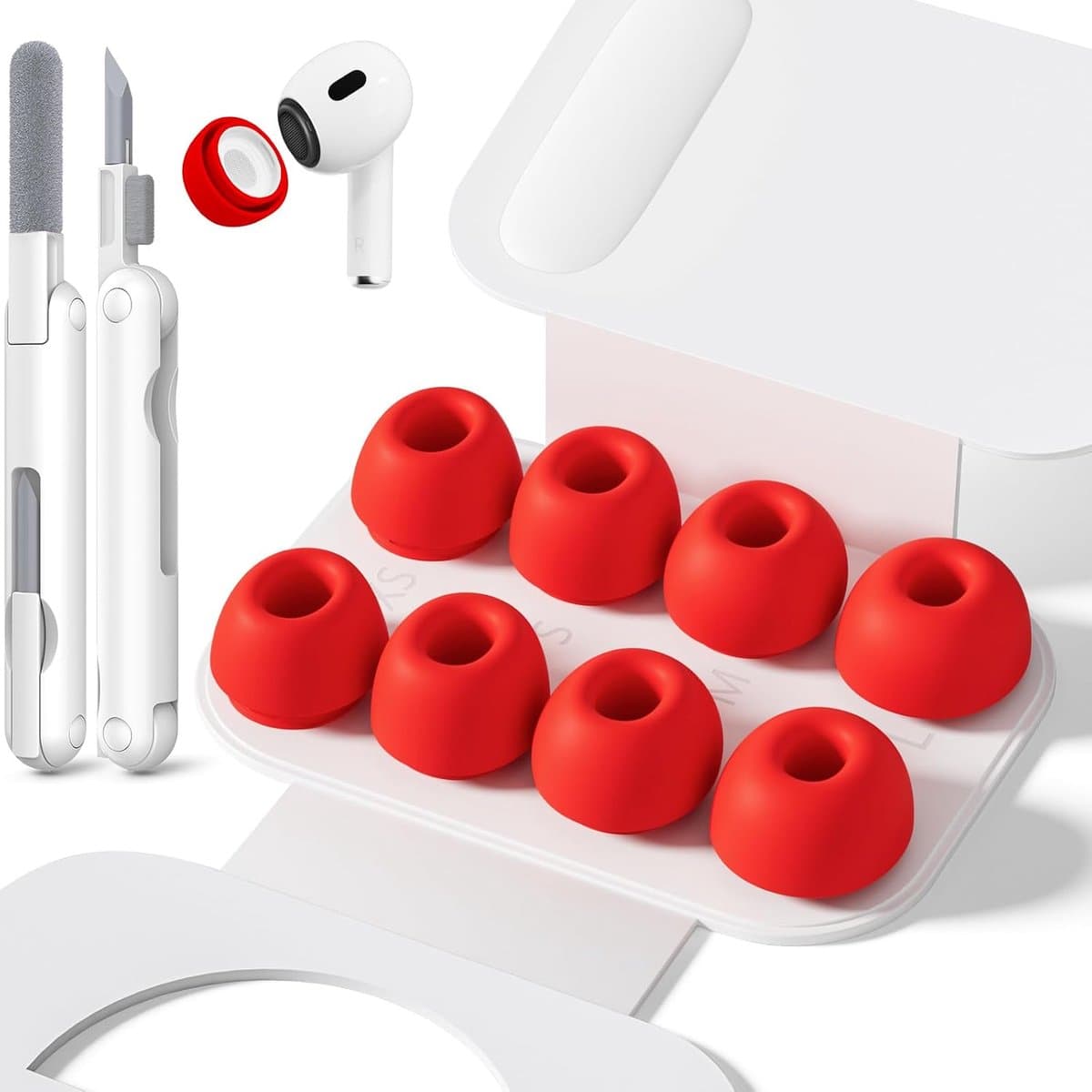 Replacement Ear Tips for AirPods Pro 1/2, 4 Size-Red