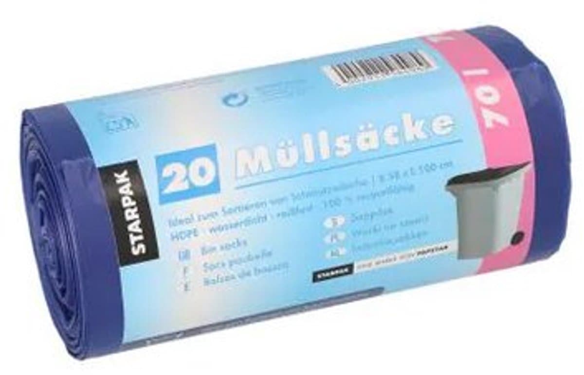 STARPAK vuilniszakken HDPE 70 liter, groen, 20 stuks
