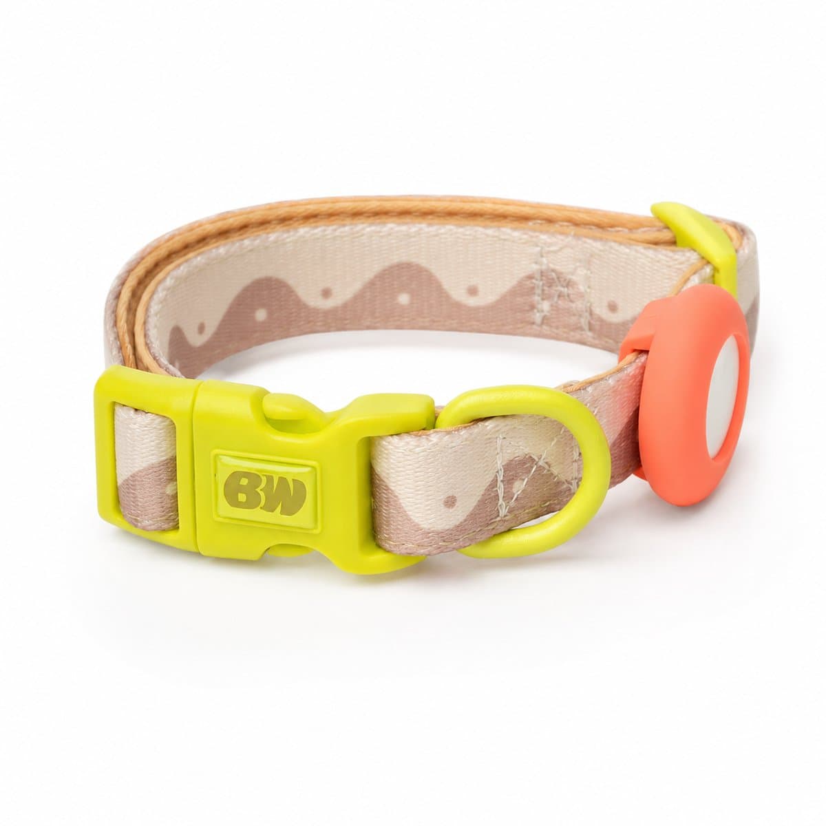 Halsband wavy Yin Yang beige/lime - maat S