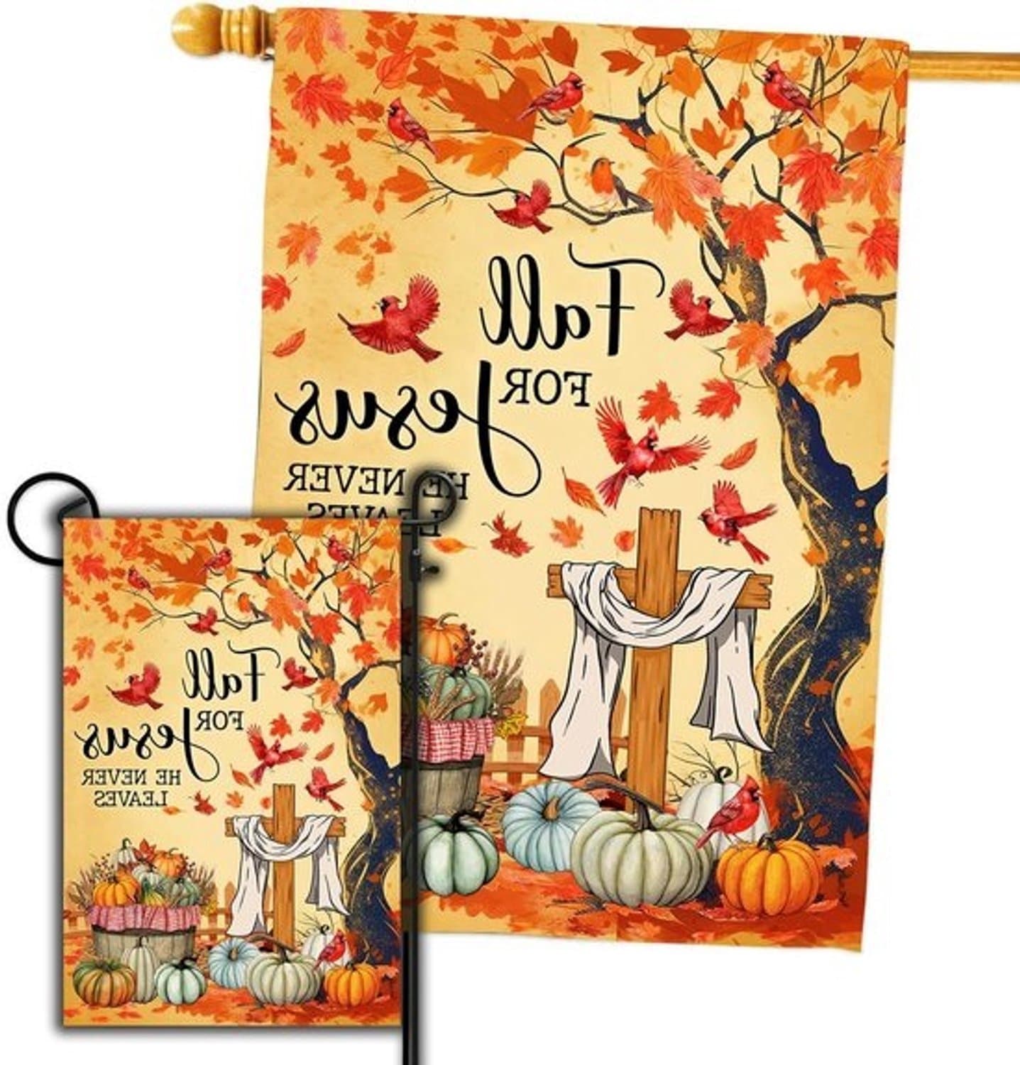 Tuinvlag set - Vlaggen voor huis en tuin - Herfstversiering - Dubbelzijdig bedrukt - 2 maten - Herfstkleuren