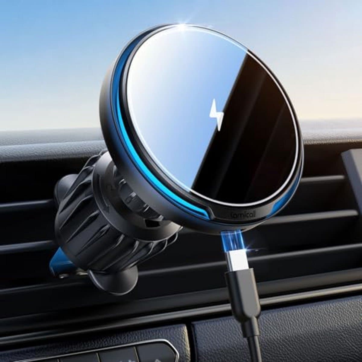 Magnetische Autotelefoonhouder met Draadloos Opladen 15W - 360° Draaibare Smartphonehouder voor Dashboard en Ventilatierooster