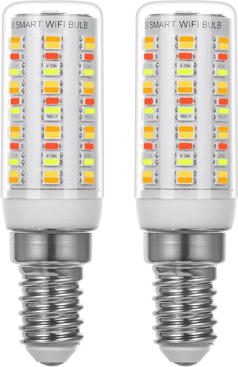 Slimme E14 LED-lamp met Wifi, RGB Kleurwisseling en Muzieksynchronisatie (2 Stuks)