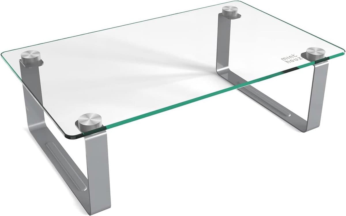 Ergonomische Monitorverhoger van Helder Geharde Glas, Tot 20 kg Draagvermogen, Desk Stand voor Laptop en Computer, Perfect voor Kantoor en Thuisgebruik