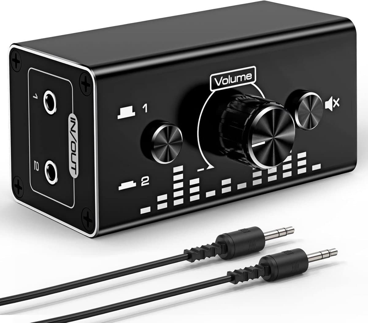 Audio Schakelaar - Stereo Splitter - Geluid Verdelen - Bidirectioneel Volume Regelbaar - Compact Formaat - Zwart