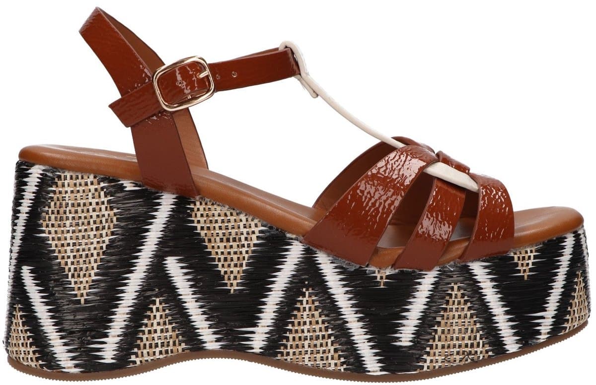 La Strada Platform Sandaal Cognac Synthetisch - Damesschoenen - Maat - 41