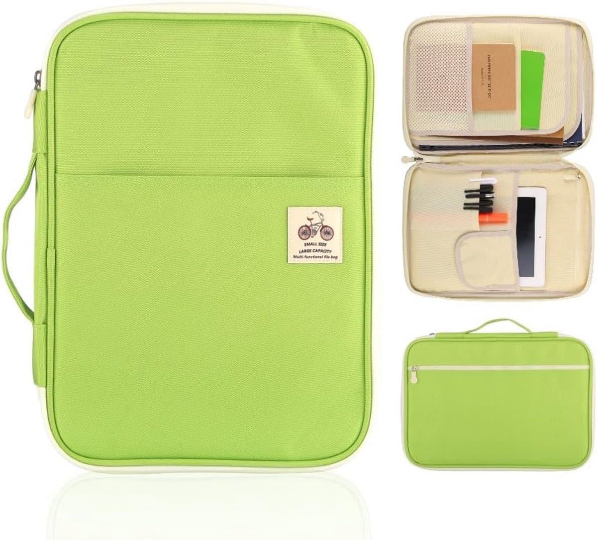 A4 Documenten Tas Portfolio Organizer - Multifunctionele Reistas voor Notebook, iPad en Documenten (Groen)
