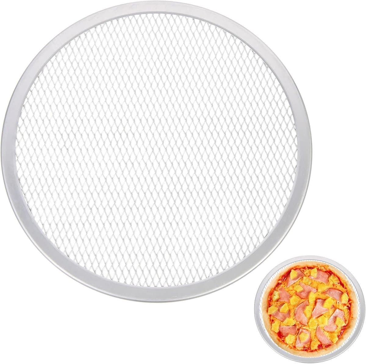 Pizza Griddle - Pizza Mesh - Pizza Grate - Pizza Baking Mold - Ronde Pizza Plate - Carbon Steel - Ronde Pizzaform - Pizza Tablet - Pizza Pan - BBQ Grill Pan - Grill Plate voor Freezer Pizza - 25cm