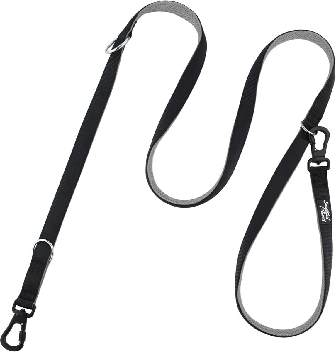Dubbele Hondenriem - Trainingslijn Dubbel - Handsfree Wandelen - Vergrendelbare Karabijnhaken - 220cm x 2.5cm - Grijs