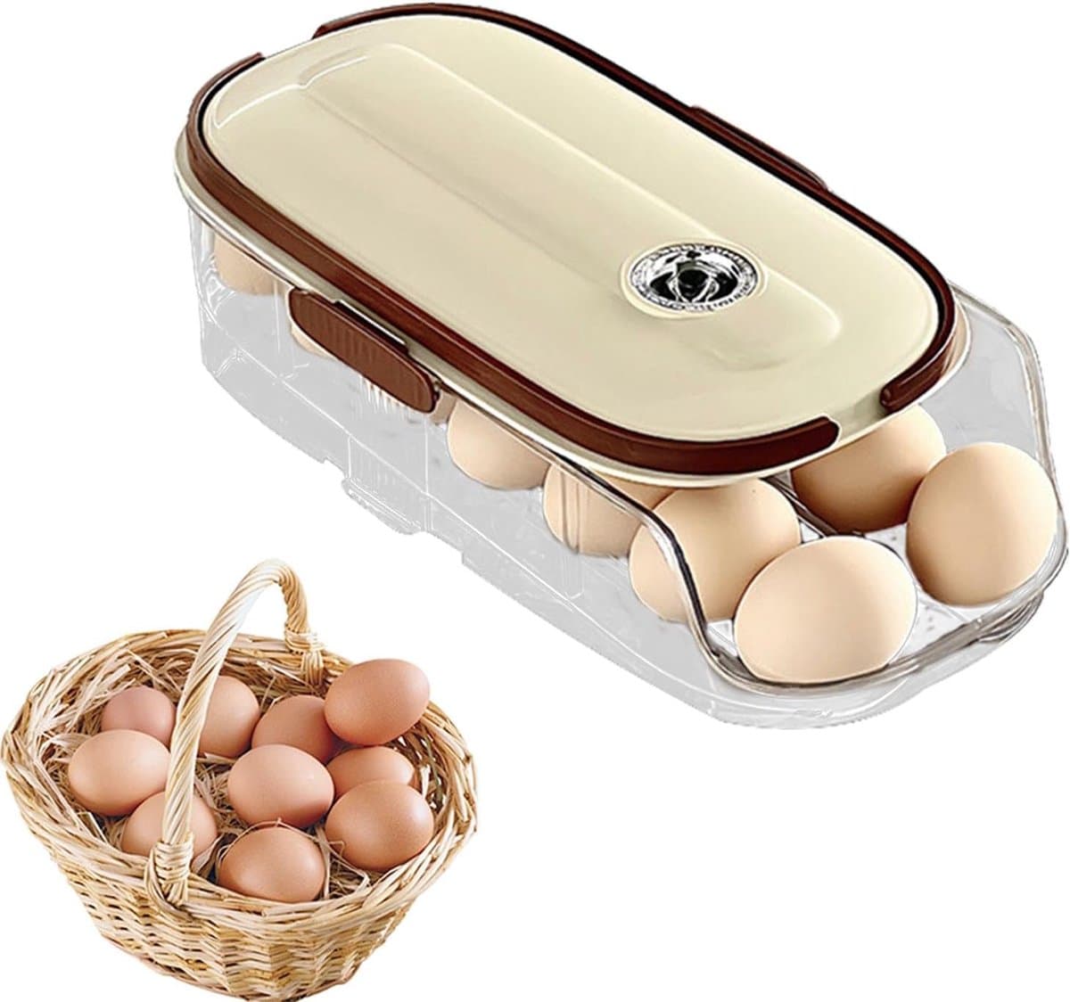 Eierdispenser - Automatische Roller - Koelkast Opslag - Stapelbaar Ontwerp - 9.5 x 10.5 x 9.5 cm - Enkele Laag