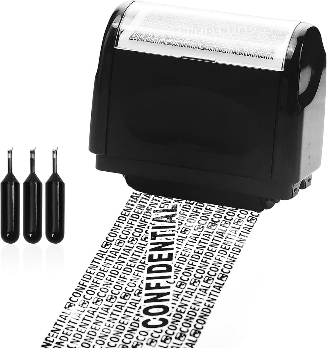 Privacy Stempel Roller voor Adresblokkering met 3 Navullingen Zwarte Inkt