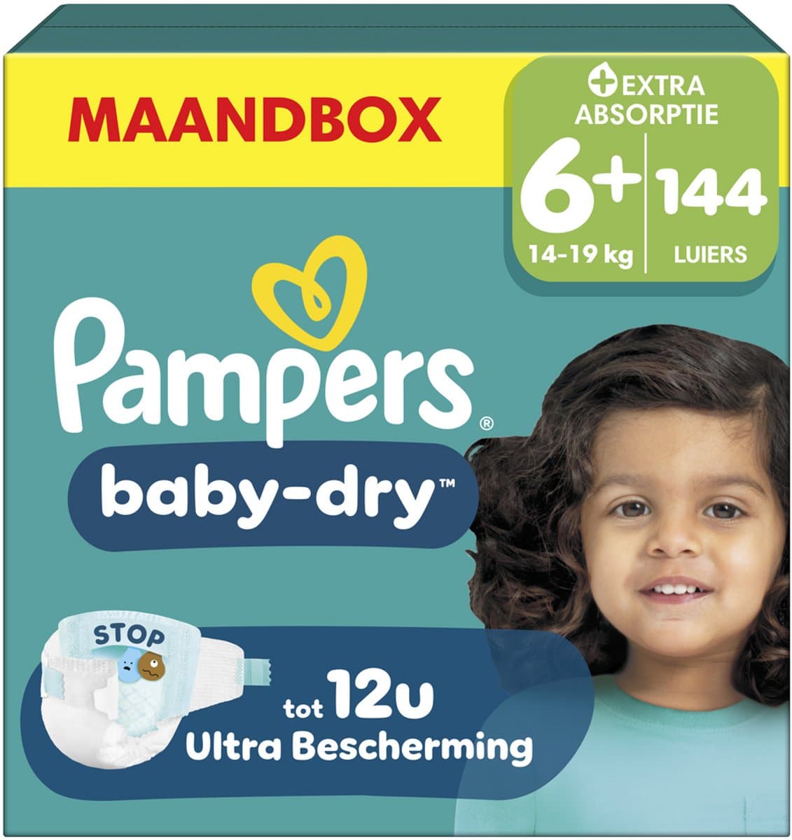 Pampers Baby-Dry Luiers Maat 6+– Maandbox 144 Luiers