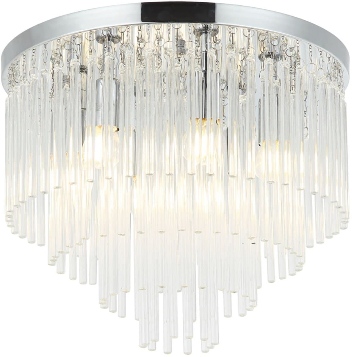 Kosilum - Sandrilla - Plafondlamp - Transparant en chroom - Metaal en glas