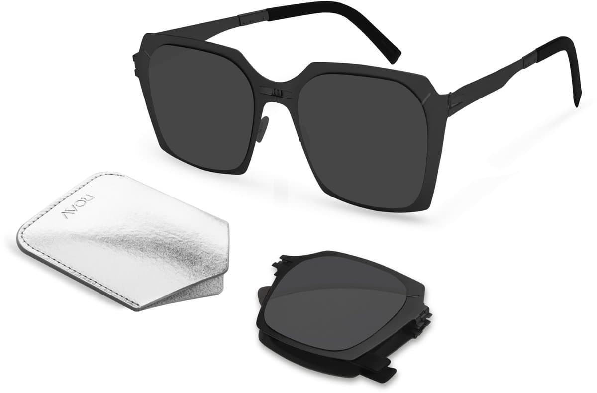 ROAV CRISTINA - Opvouwbare zonnebril – Polariserend UV400 - Matte Black - Dark Grey glazen