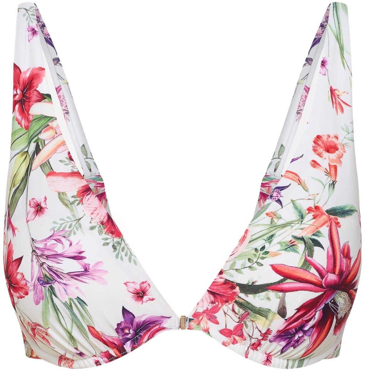Esotiq Lagoon Serie - Push-up Bikinibovenstuk - Crèmekleurig - Bloemenpatroon - Maat 75D