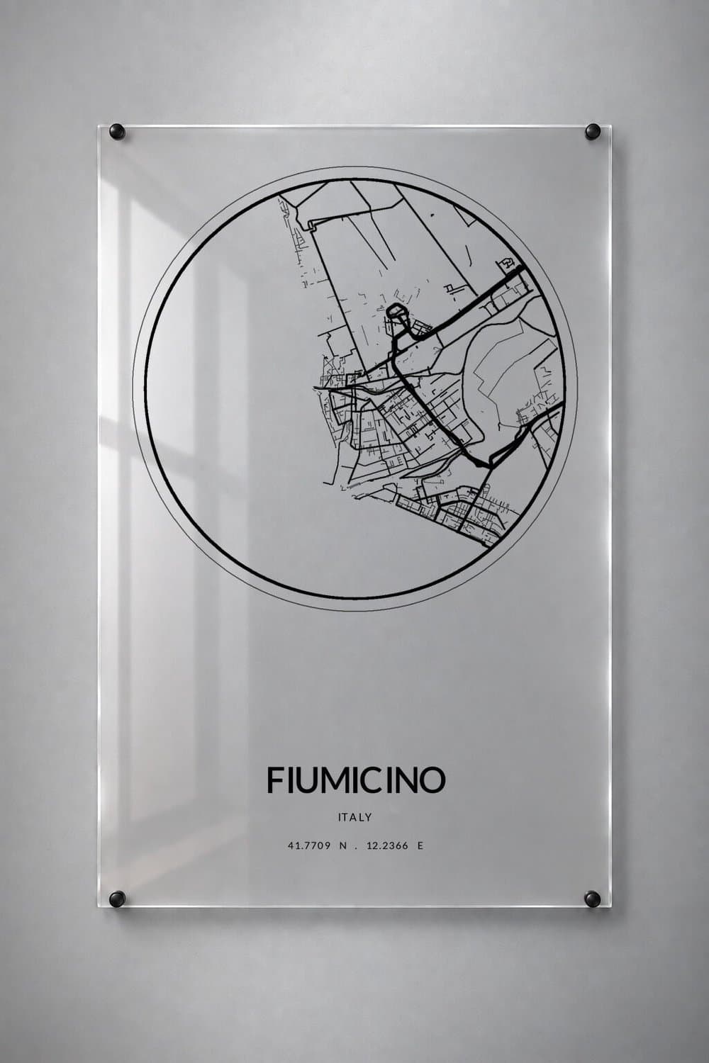 Stadskaart Fiumicino - Plexiglas 60x90 cm - Orbit City