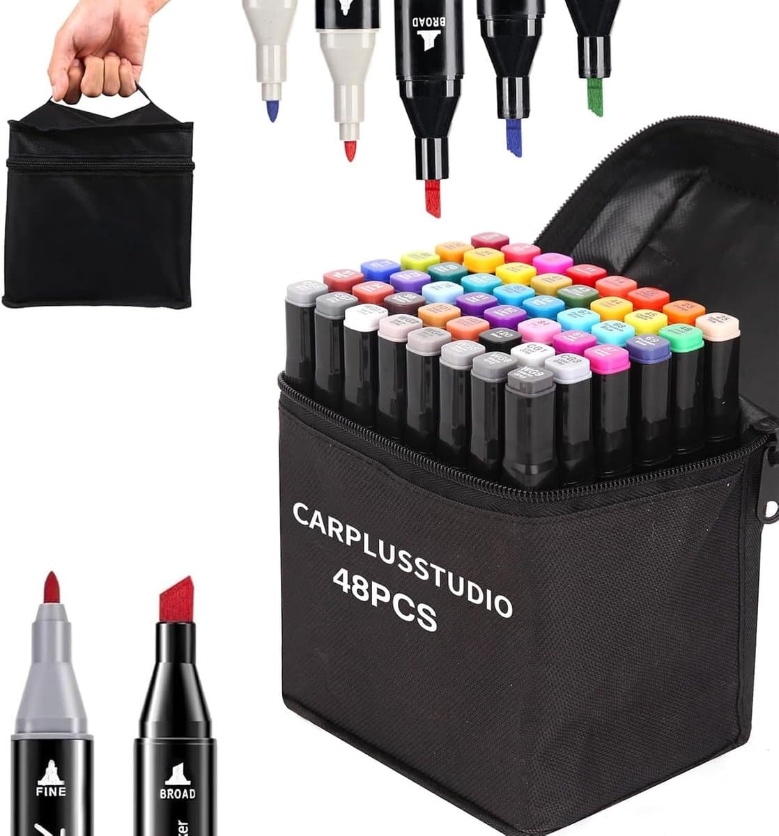 Alcohol markers set - 48 kleuren - Alcohol inkt - Voor tekenen, manga en design