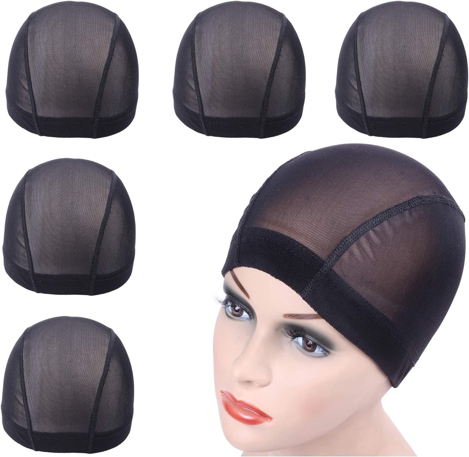 Zwarte Mesh Cap - Maat M - Rekbare Haarnetten met Brede Elastische Band - Voor het Maken van Pruiken