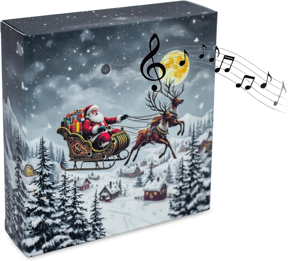 Klankdoos met Merry Christmas Melody - 12 cm - Kerst Muziekluidspreker met bewegingsmelder 3 m - Kerstmis decoratieve muziekdoos met bewegingssensor