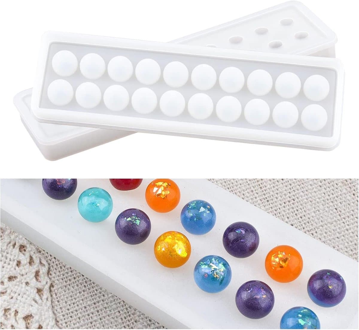 Siliconen Mal voor Ronde Ballen - DIY Epoxy Hanger, Ketting en Armband Maken met Kunsthars en Handgemaakte Ambachten