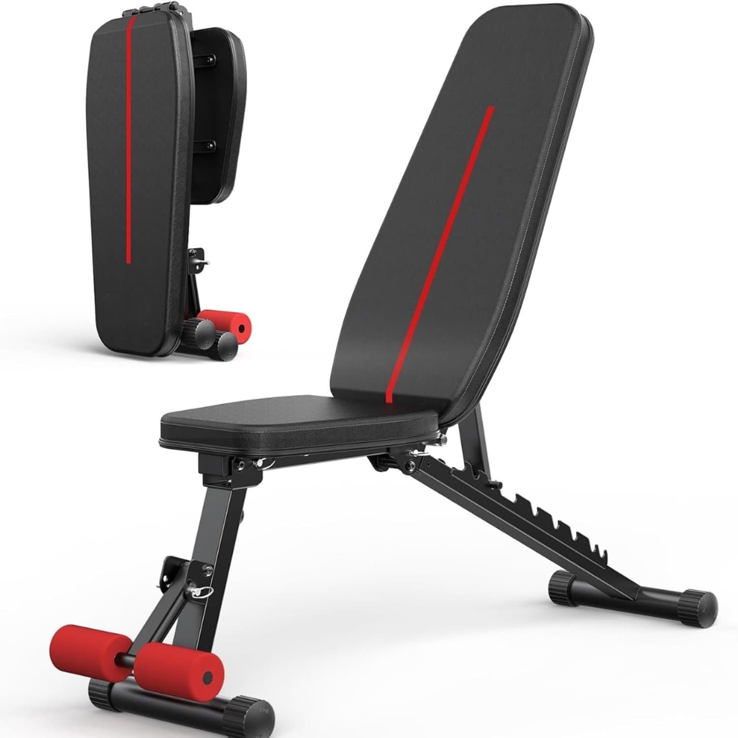 QEVA Fitness Bench - Trainingsbank - Gewichtenbank - Zwart - 107cm x 32cm x 41cm