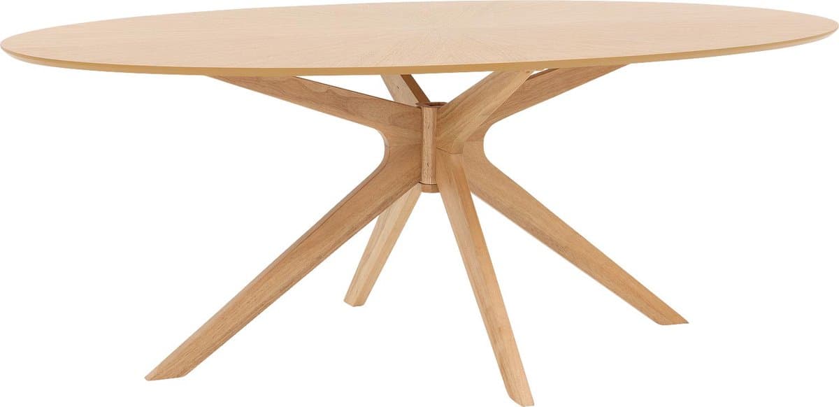 Goossens Sanoa Eettafel - Hout - 200 x 74 x 110 cm - Ovaal - blank