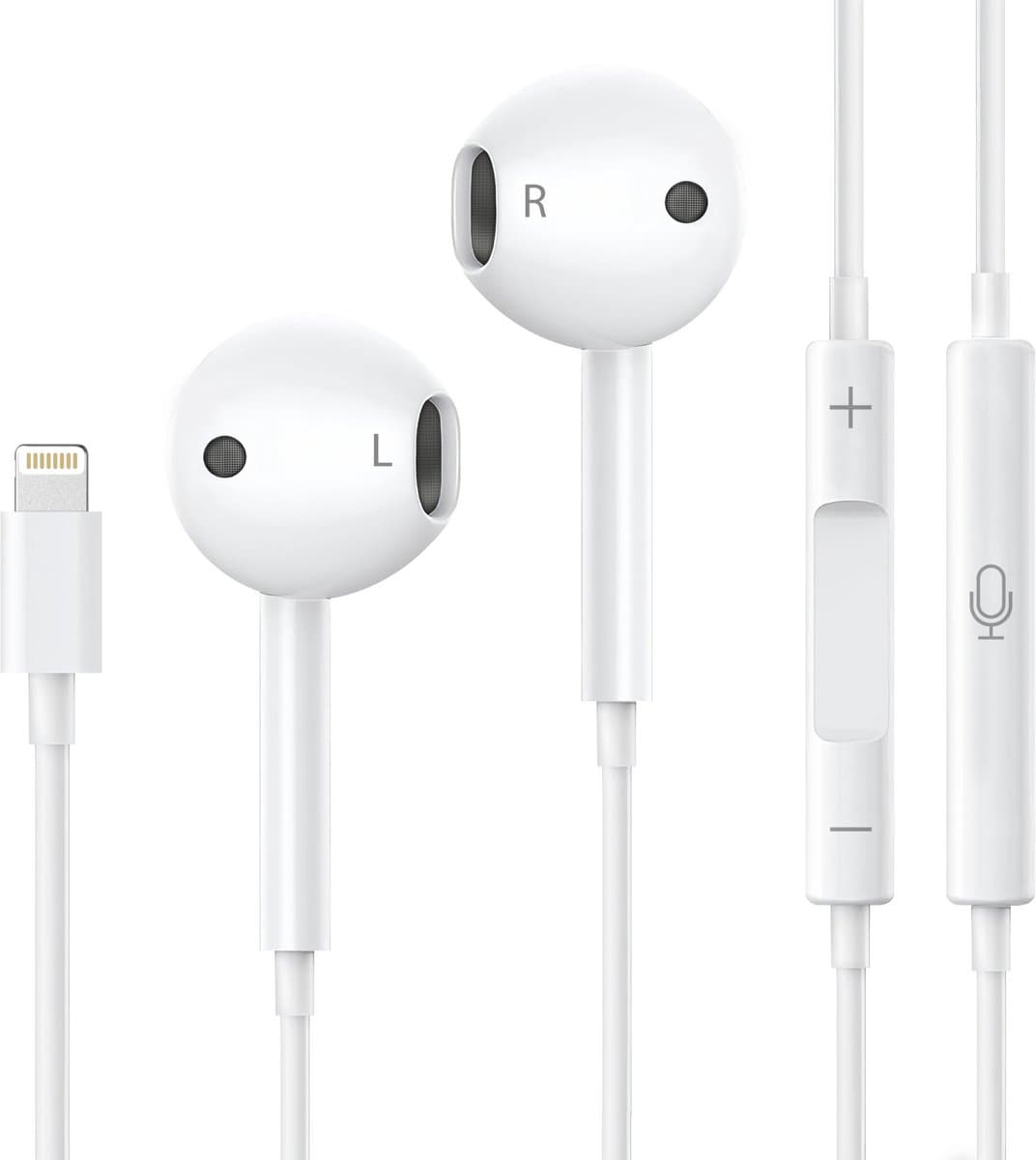 Bedrade hoofdtelefoon compatibel met iPhone 14/13/12/11/SE/XR/X/8/7 en iPad 9/8/7/6/5/Air 3/Air 2/Mini 5/Mini 4/Pro naar Lightning - In-ear - Ingebouwde microfoon