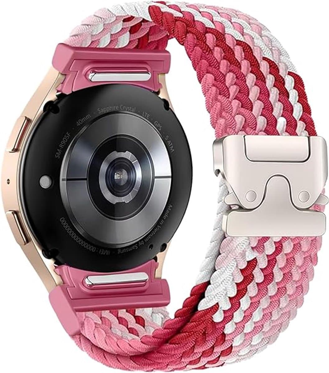 Geen Gap Nylon Gevlochten Band gescht voor Galaxy Watch 7/FE/6/5/4 40mm 44mm, Elastische Magnetische Gesp Band voor Galaxy Watch 6 Classic/4 Classic/5 Pro Herren Damen