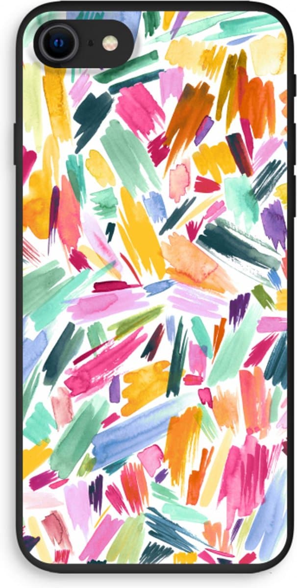 Case Company® - Hoesje geschikt voor iPhone 8 hoesje - Watercolor Brushstrokes - Biologisch Afbreekbaar Telefoonhoesje - Bescherming alle Kanten en Schermrand