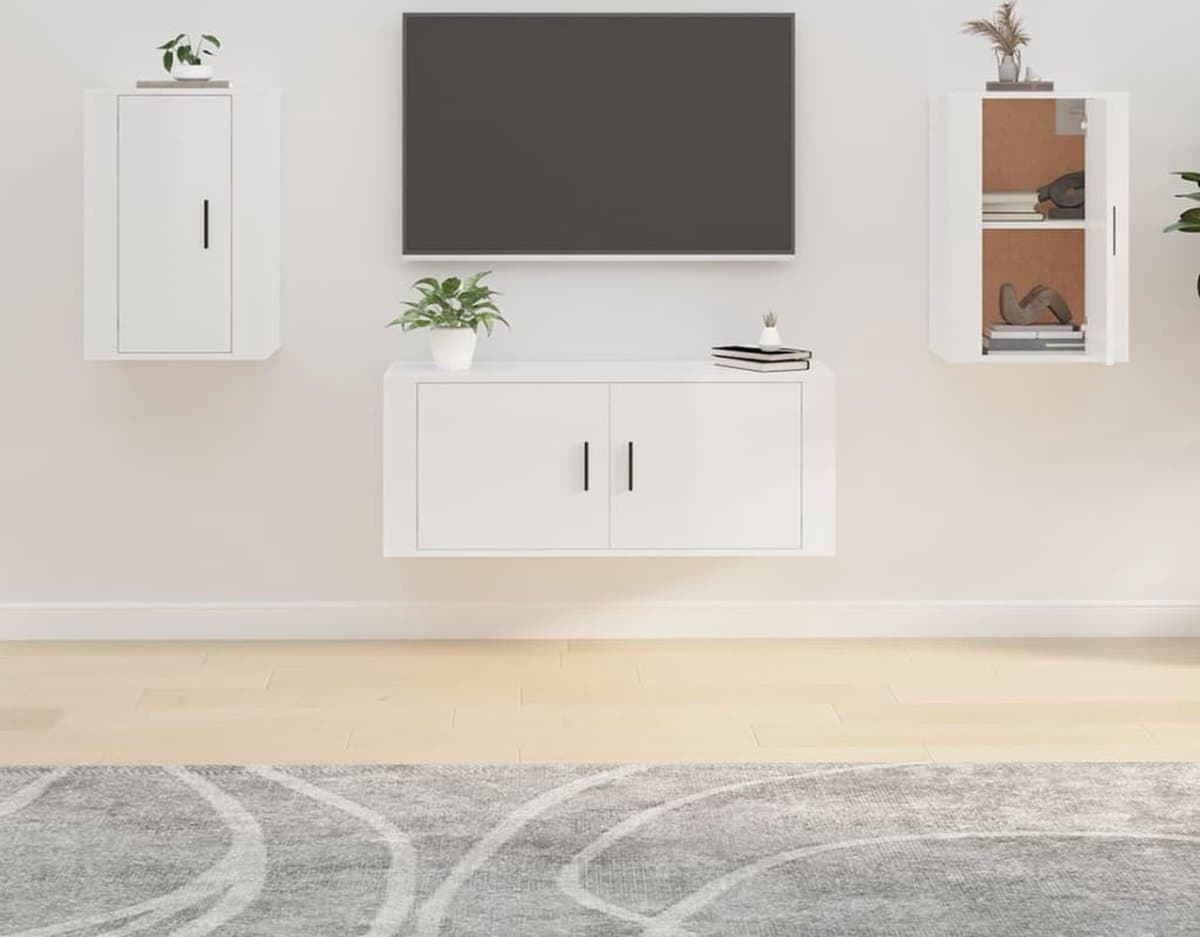 vidaXL Tv Kast - Tv Wandmeubel - Tv-wandmeubels 2 st 40x34,5x60 cm hoogglans wit - Tv Stand - Houten Tv Kast - Wit Tv Meubel
