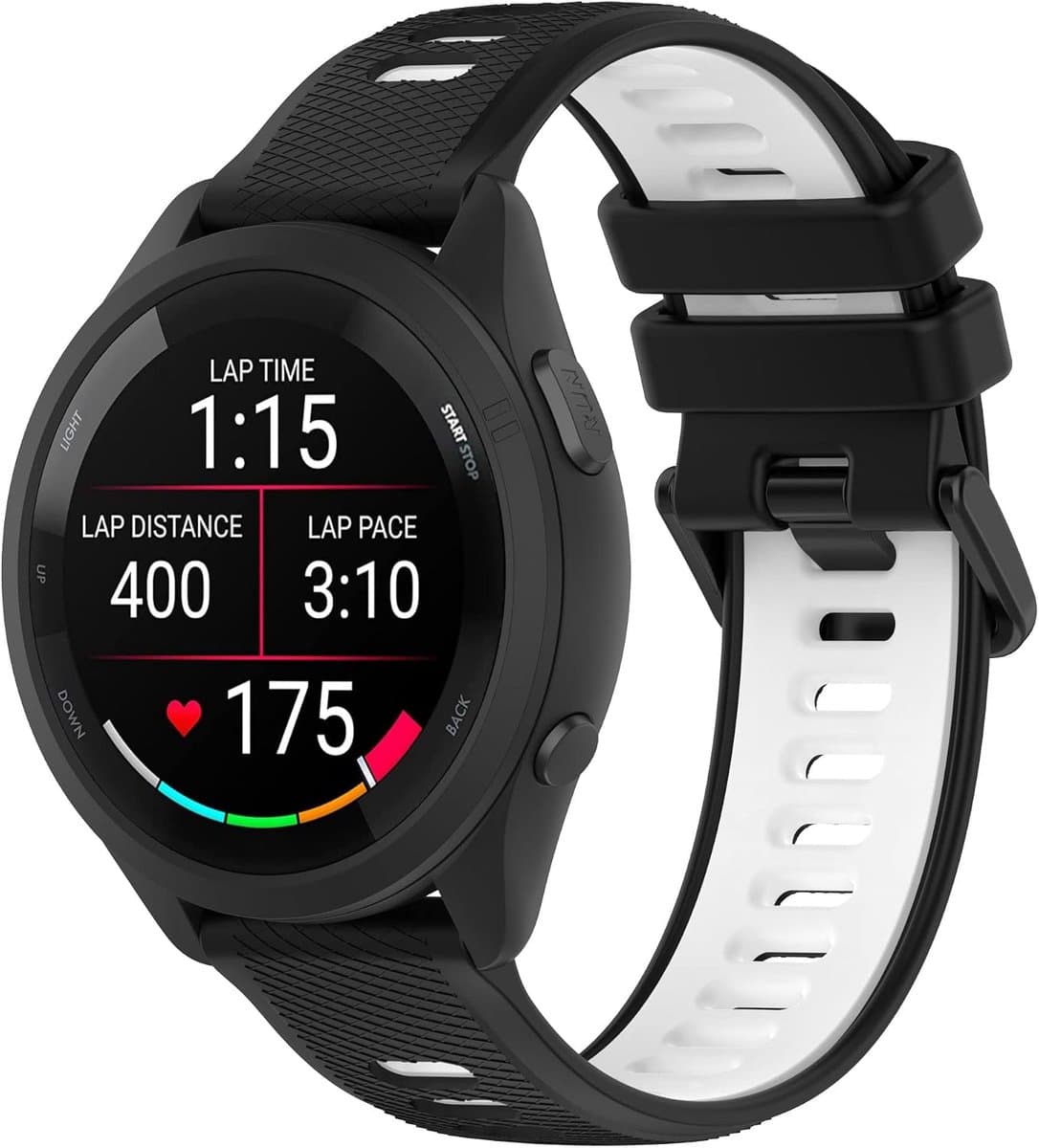 Siliconen Horlogeband 22mm - Zwart - Sportmateriaal - Perfect voor Garmin Forerunner en Venu - ShopVlot