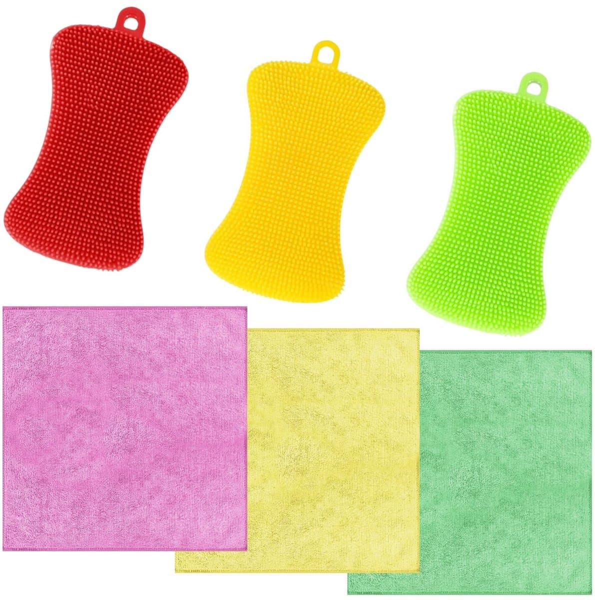 Dailygoods- Afwasborstels 3 Stuks - Theedoeken 3 Stuks - Keuken Schoonmaak Gereedschap - Duurzaam - Veelzijdig - Geschikt voor Vaatwasser - Schoonmaakborstel