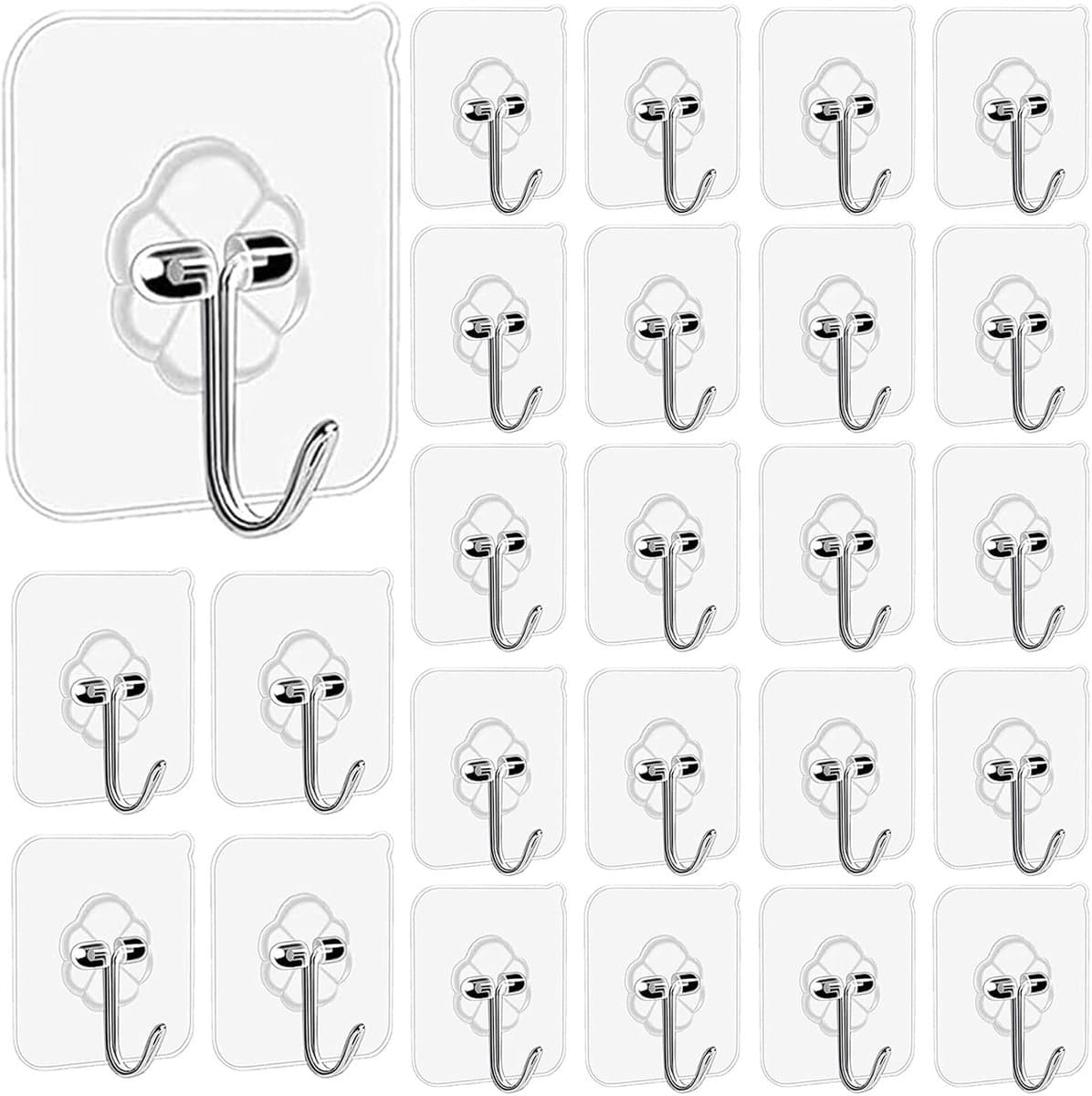 Dailygoods- Zelfklevende Haken - 25 Stuks - Transparant - Extra Sterk - Voor Keuken/Badkamer - Max. 10 kg Draagvermogen - Hoogwaardig PVC - Haakjes