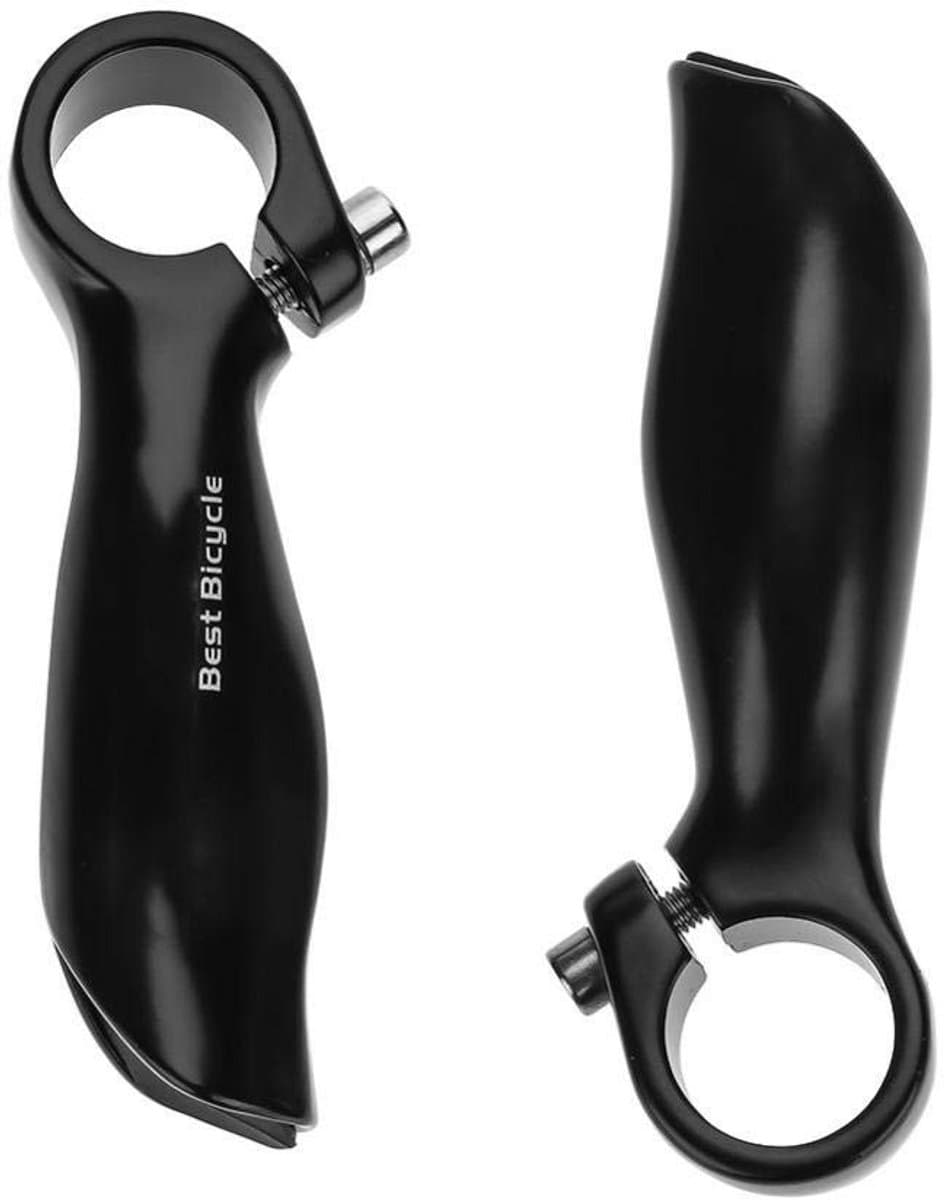 Dailygoods- Fiets Stuur Ergonomisch - Aluminiumlegering - 2 Stuks - Totale Lengte 11 cm - Antivervorming - Zwart - Fietsstuurtips