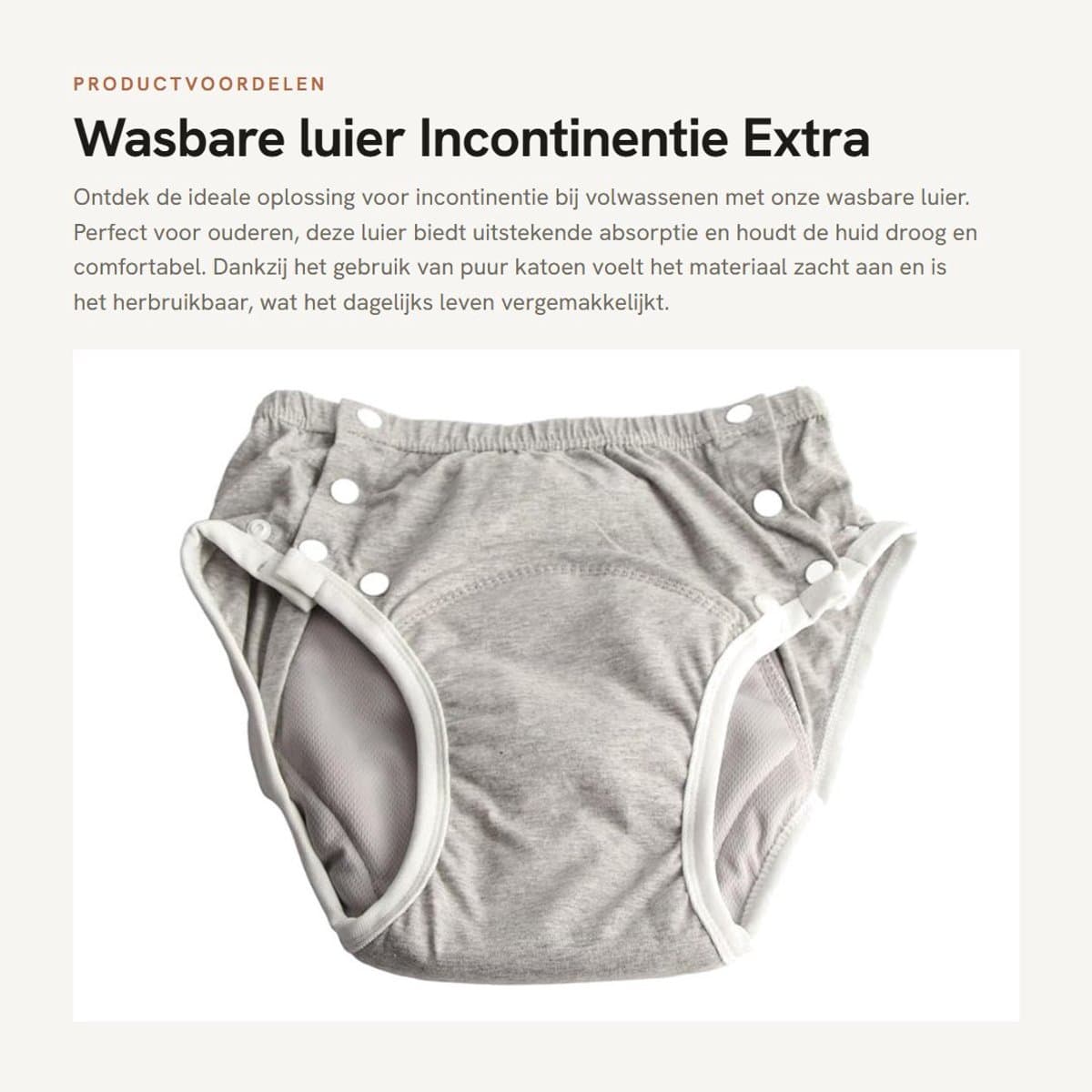 Dailygoods- Wasbare Luier - Incontinentiebroekjes Volwassenen - Extra Absorberend - Herbruikbaar - Puur Katoen - Comfortabele Pasvorm - Incontinentiebroek