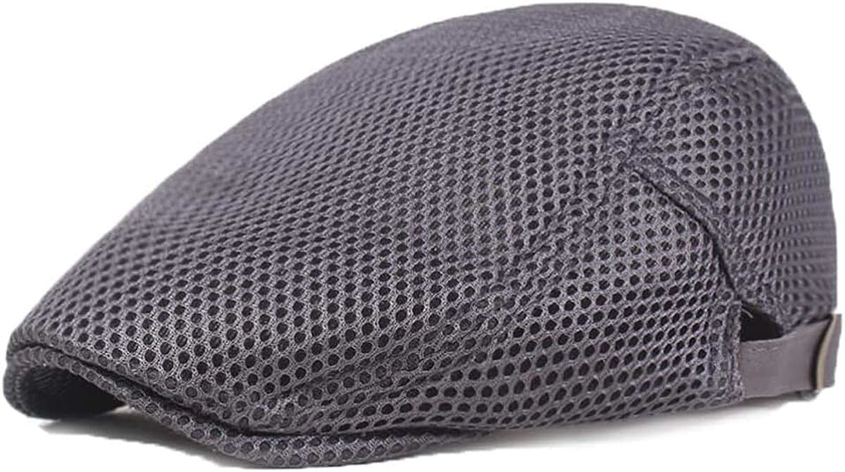 Baret Cap voor Heren Zomer Mesh Ademend,Trendy Mannen Platte Eenvoudige Adjustable Beret Hats,Baretten voor Heren en Dames Klassieke,Newsboy Pet Baskenmuts Heren,Chauffeur Hoed