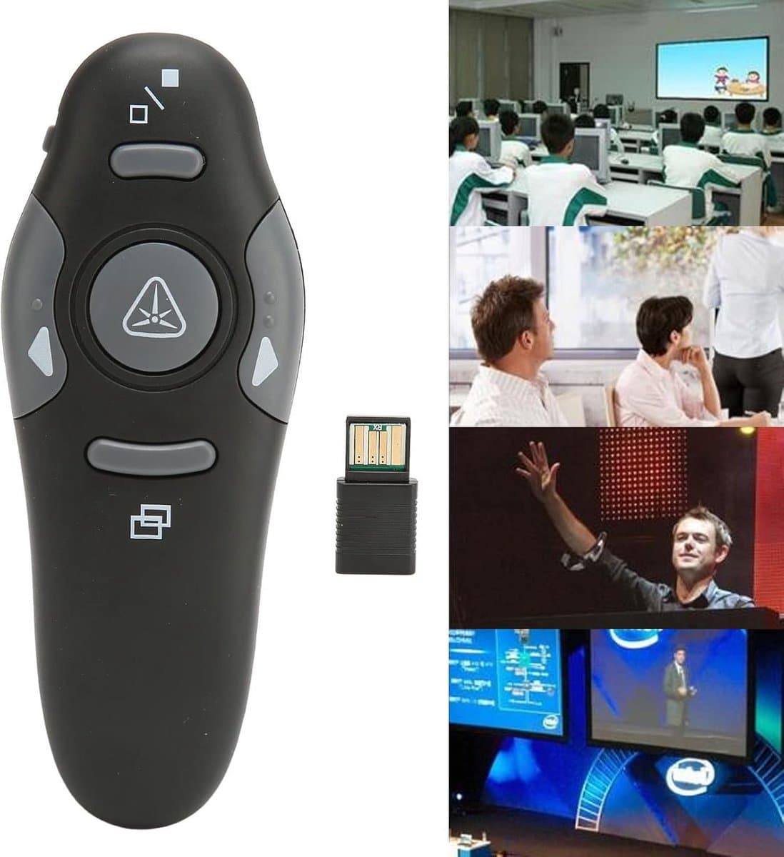 Thijox - Presentatie Clicker - 15 M Draadloze Presenter Powerpoint Clicker - 2,4 GHz USB Slide Advancer voor Computer en Laptop - Voor Presentaties en