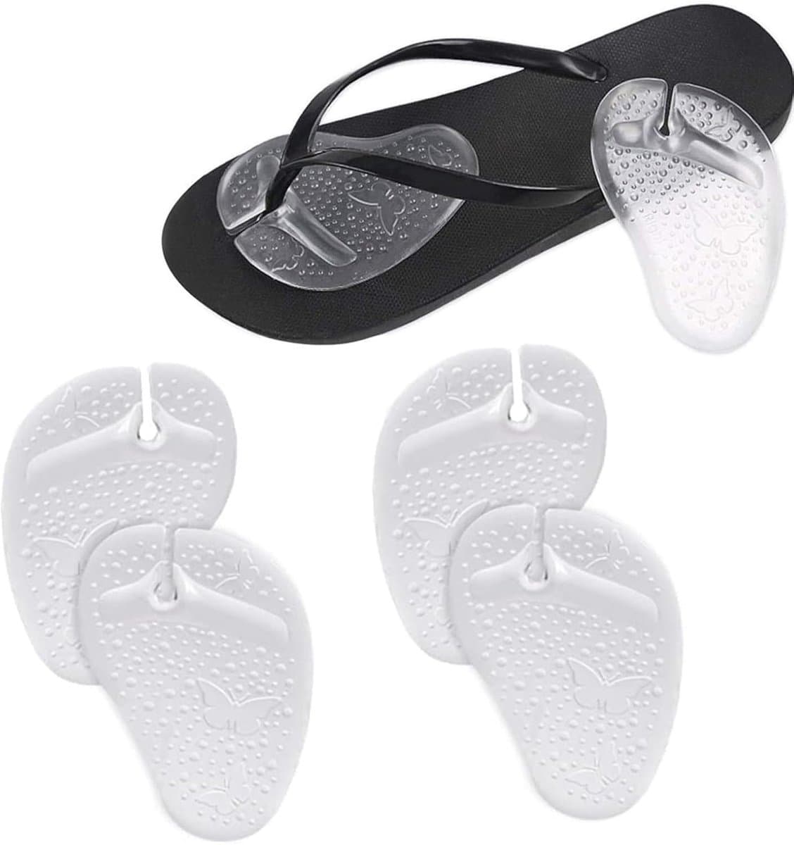 3 paar siliconen vlinderpatroon teenslippers met voorvoetkussen