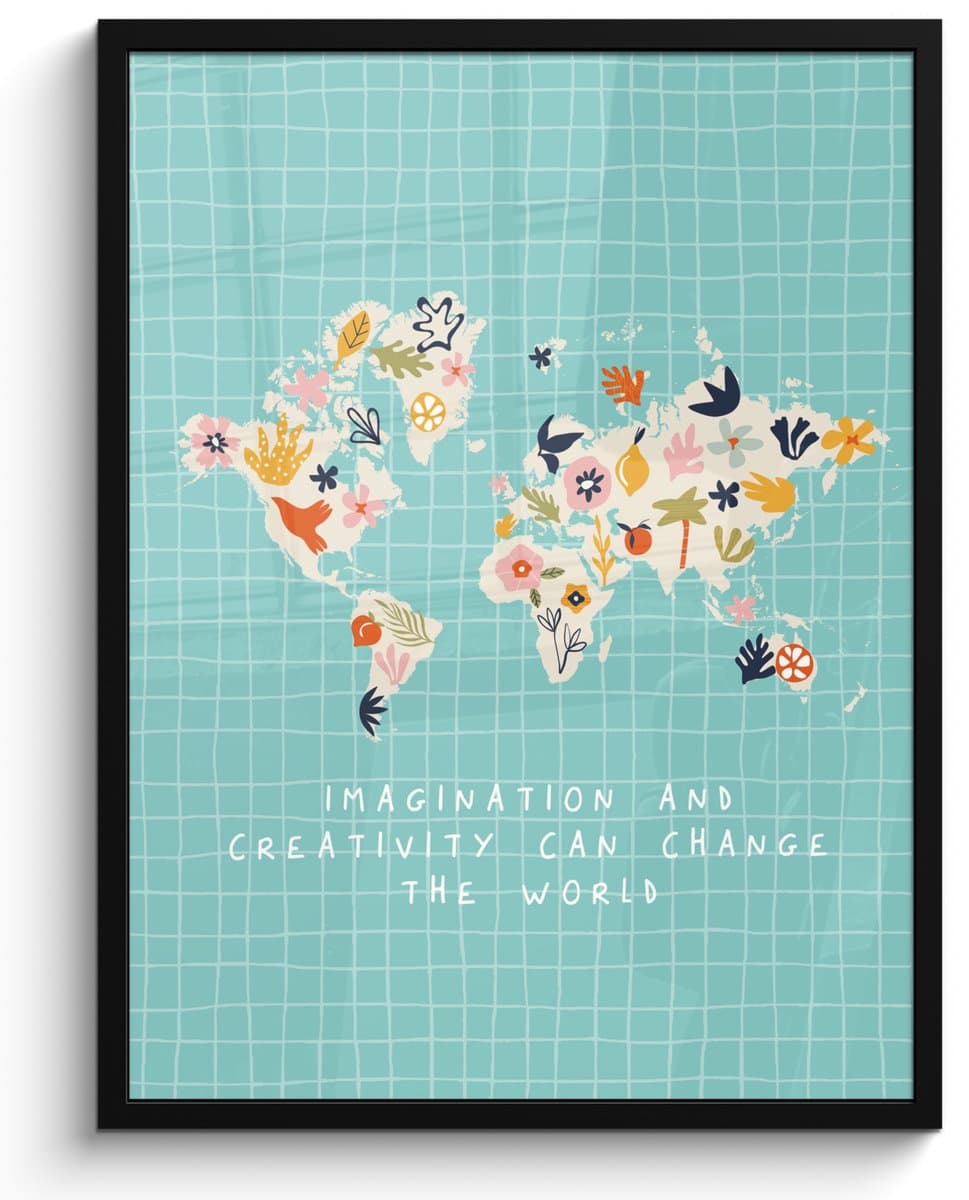 Poster in lijst - Fotolijst 60x80 cm - Posters - Kaart - Bloemen - Quotes - Posterlijst zwart - Decoratie - Wanddecoratie woonkamer - Muurdecoratie slaapkamer