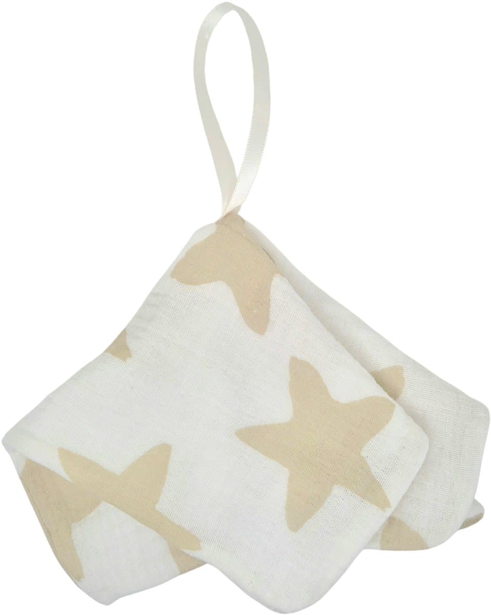 Cottonbaby Speendoekje – Stars - Zacht, Wasbaar & Duurzaam – Wit/Beige - Geschikt voor Speen – 20x20 cm