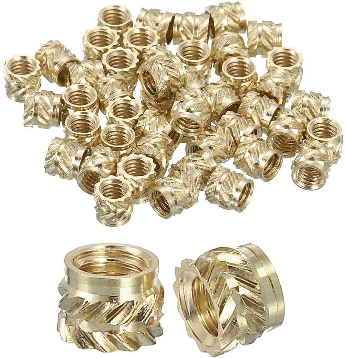 Gegoten Insteekmoeren, 50 Stuks M4x4mm Lx5.5mm OD Messing Moeren voor 3D Printen Messing Schroefmoeren Messing Thermische Invoermoeren Messing