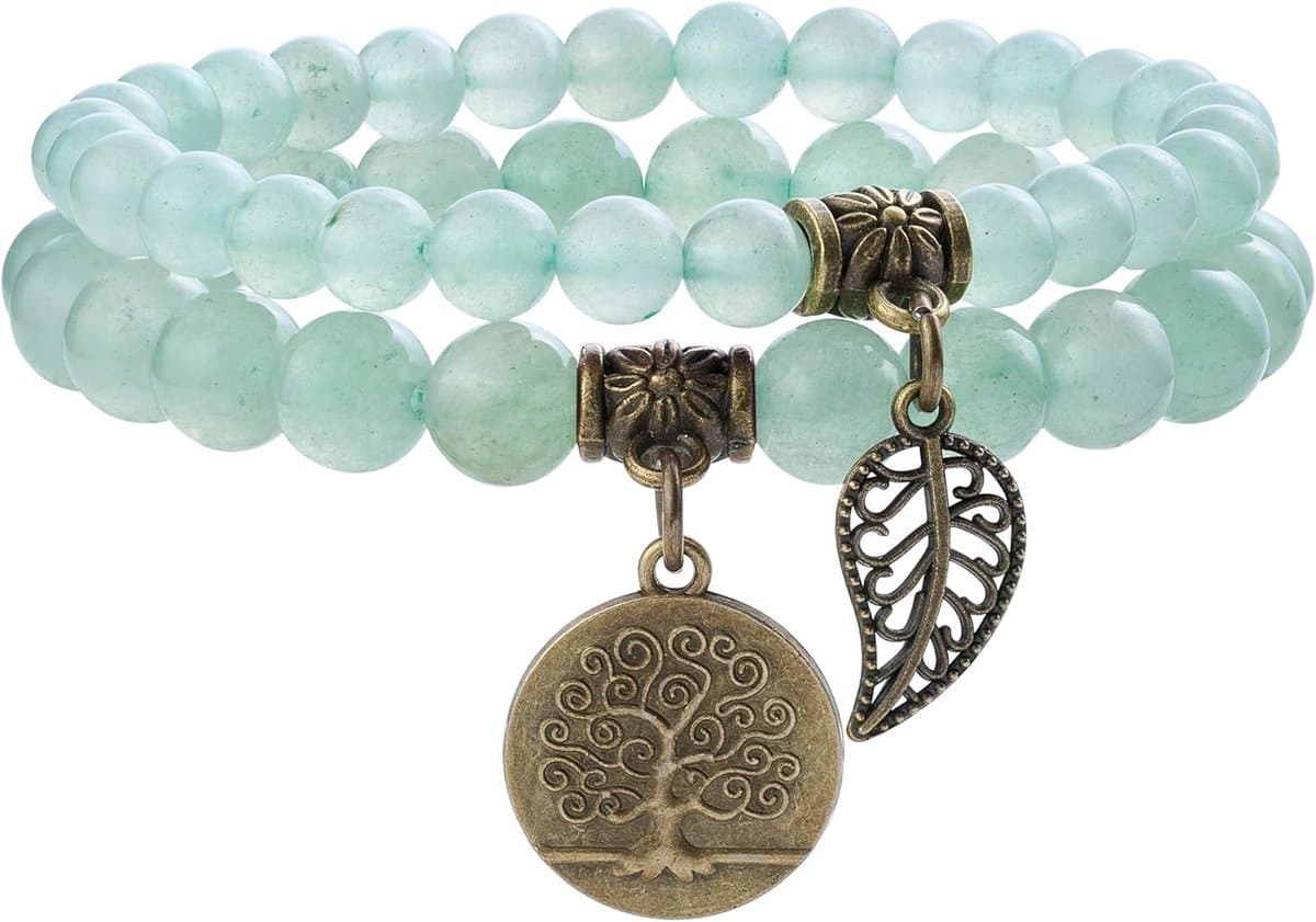 Armbanden voor Vrouwen - Healing Kristallen Armband Vrouwen Natuurlijke Edelstenen Yoga Reiki Bangle- Een Set Dubbele Armbanden