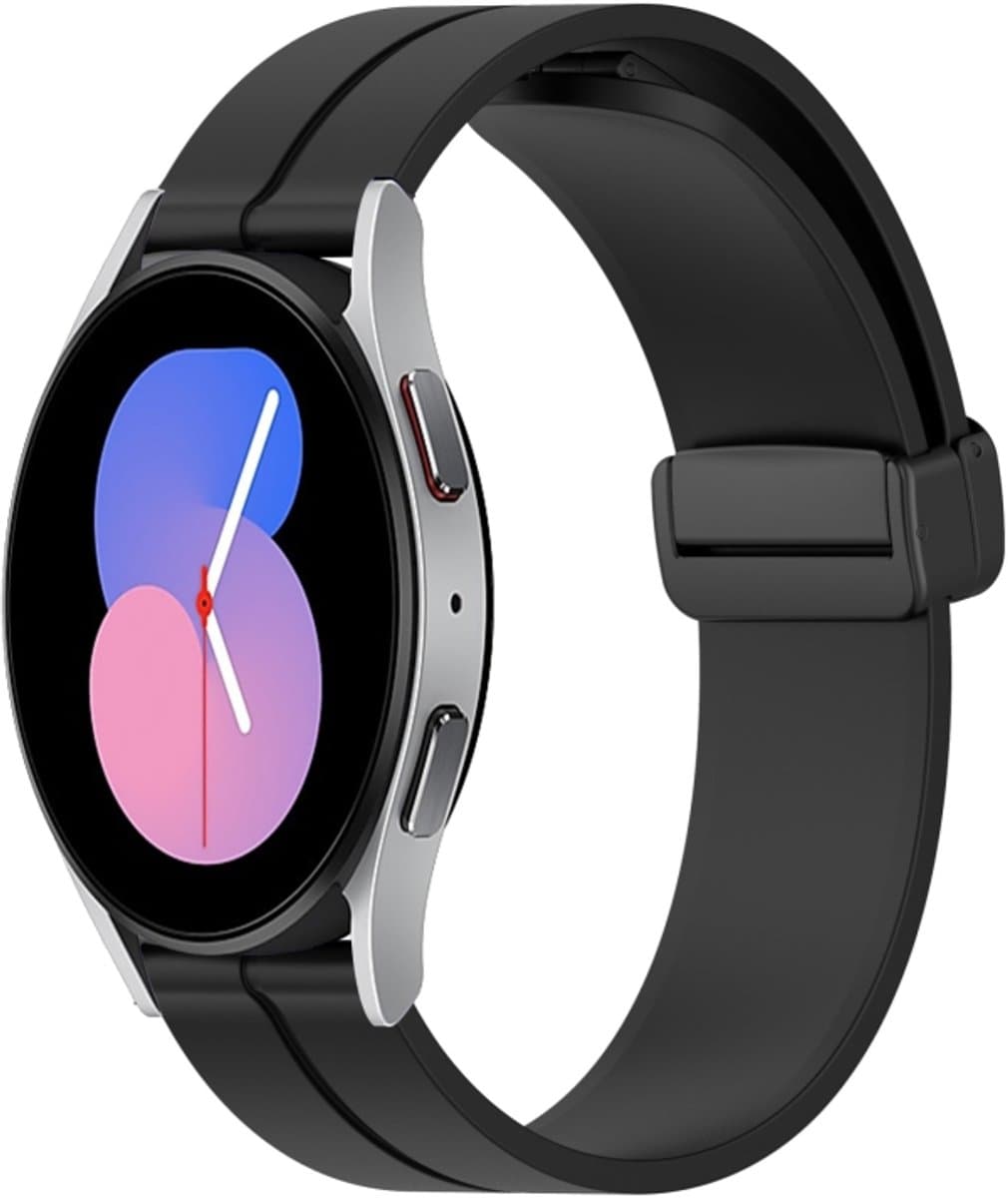 Voor Samsung Galaxy Watch 46mm 22mm Effen kleur magnetische sluiting siliconen horlogeband (zwart)