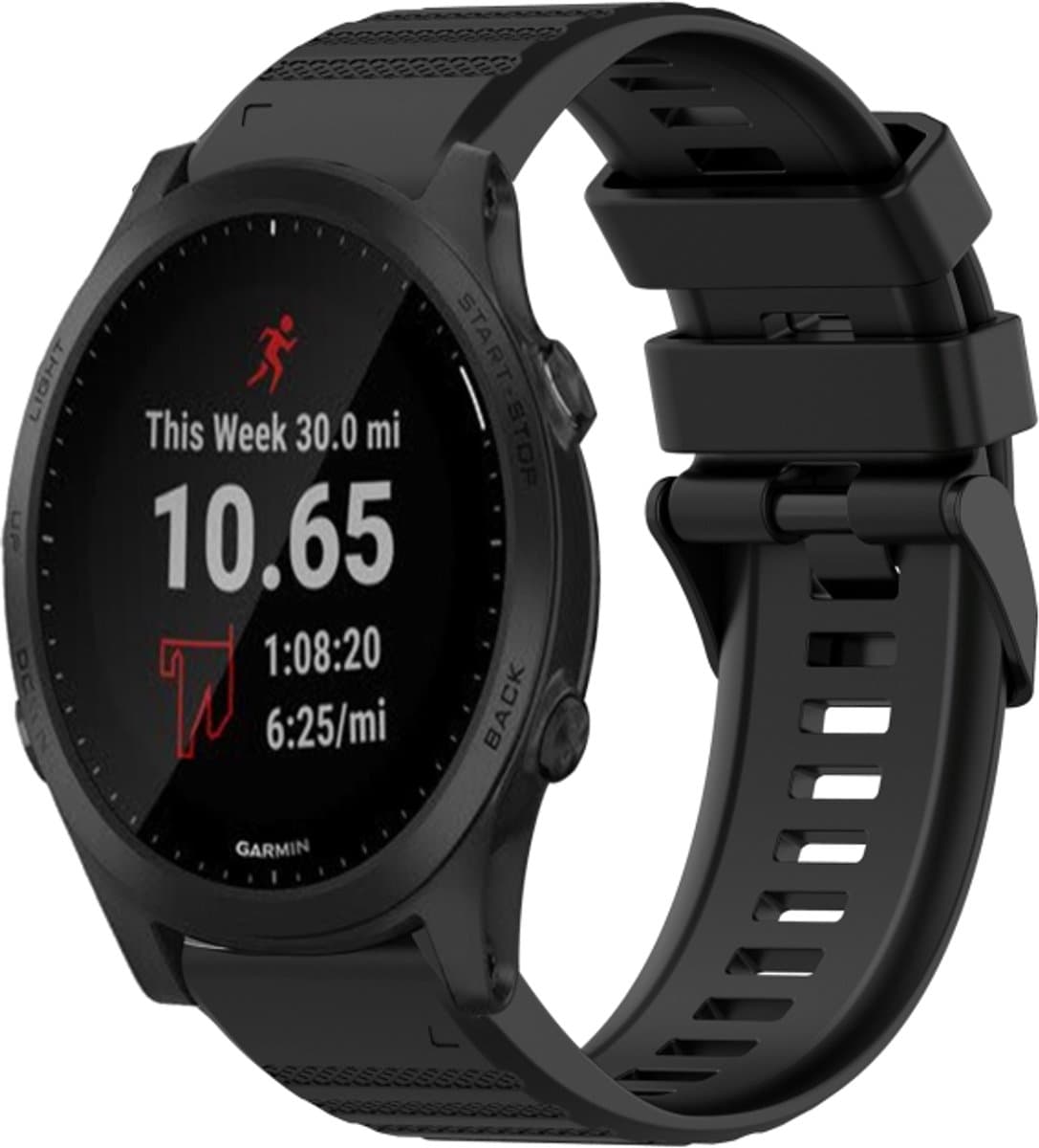 Voor Garmin Forerunner 945 22mm Horizontale Textuur Siliconen Horlogeband met Removal Tool (Zwart)