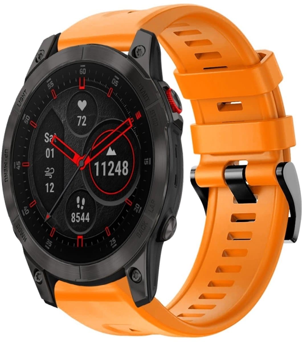 Voor Garmin EPIX Gen 2 metalen gesp effen kleur siliconen horlogeband (oranje)