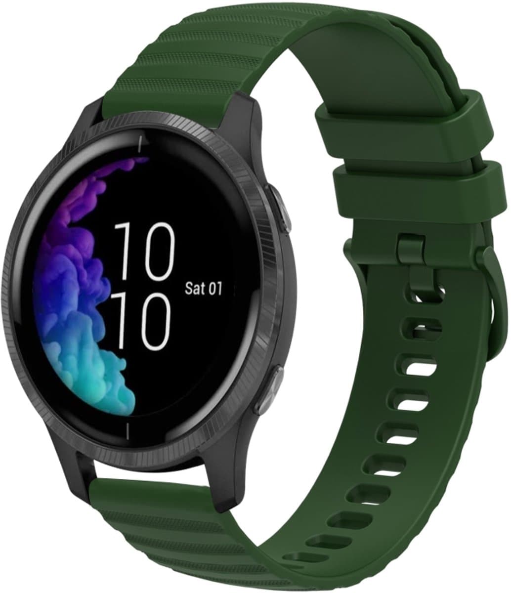 Voor Garmin Venu 20 mm golvend stippenpatroon effen kleur siliconen horlogeband (legergroen)