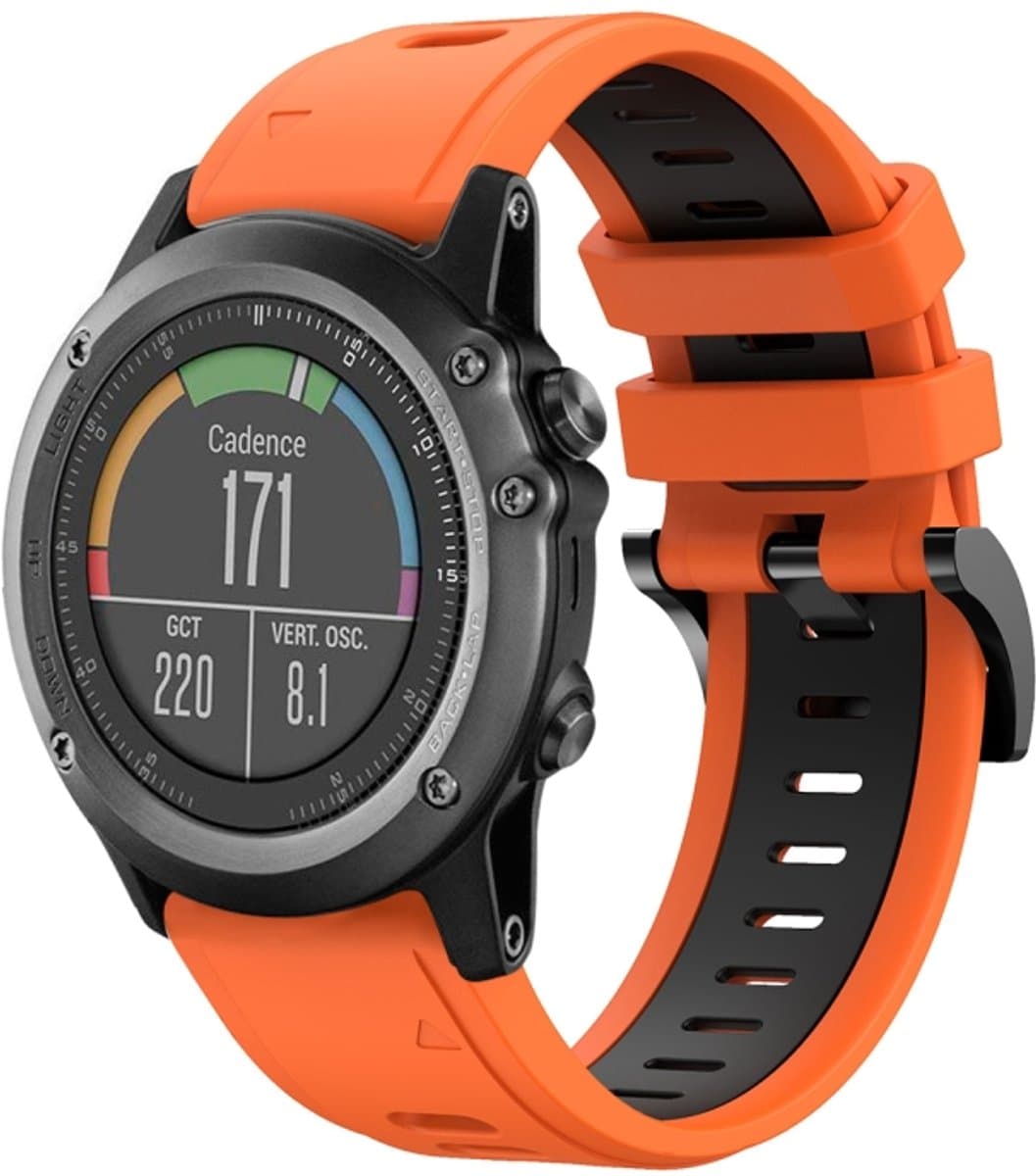 Voor Garmin Fenix 3 26mm tweekleurige sport siliconen horlogeband (oranje + zwart)