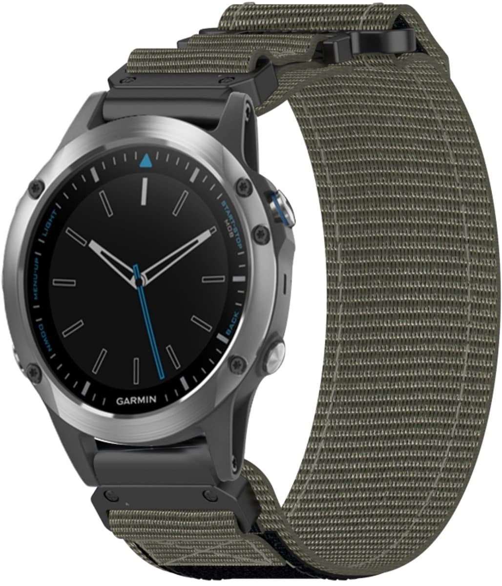 Voor Garmin Quatix 5 22 mm nylon klittenbandsluiting horlogeband (grijs)