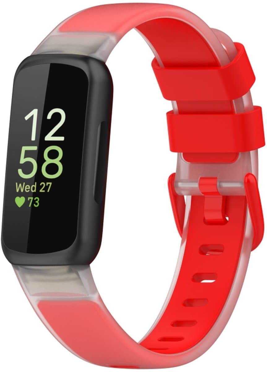 Voor Fitbit Inspire 3 tweekleurige transparante siliconen horlogeband (rood)