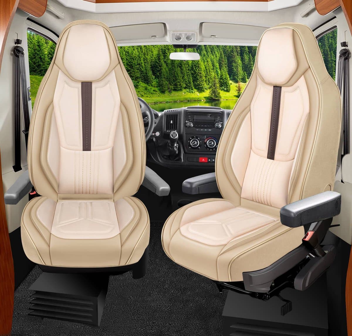 Premium Camper stoelhoezen voor Chausson First line sport line WDS4 in Beige (2 losse stoelen)