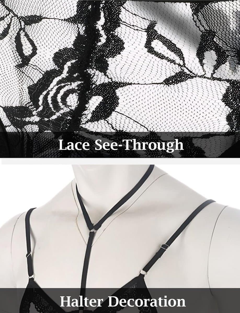 Crossdresser Sexy lingerieset kant beha en string Sissy uitgehold ondergoed set S-XL